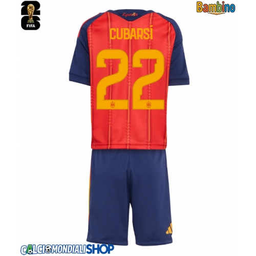 Maglie da calcio Spagna Pau Cubarsi #22 Prima Maglia Bambino Mondiali 2026  Manica Corta + Pantaloni corti)
